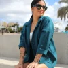 CONJUNTO AZUL SHORTS Y CAMISA.